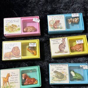 Vintage American Greetings Americard Miniture Animals And Card NOS Set Of 6